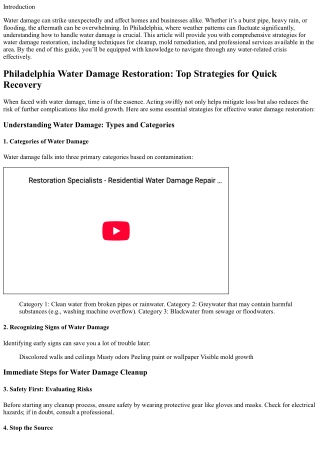 Philadelphia Water Damage Restoration: Top Strategies for Quick Recovery