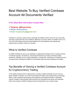 Best Website To Buy Verified Coinbase Account All Documents Verified
