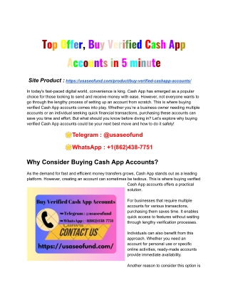 Top Offer, Buy Verified Cash App Accounts in 5 minute