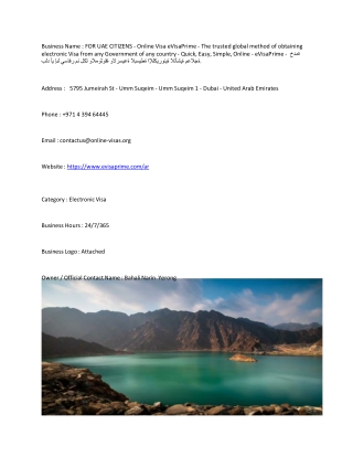 FOR UAE CITIZENS - Online Visa  eVisaPrime - The trusted global method of obtain