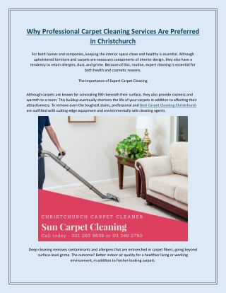 Why Professional Carpet Cleaning Services Are Preferred in Christchurch