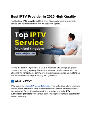 Best IPTV provider in 2025 High Quality