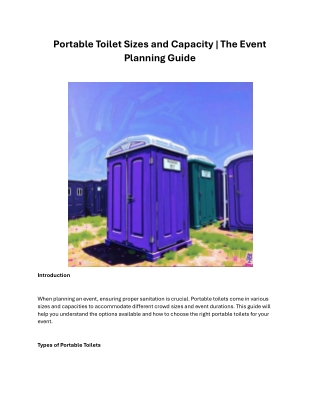 Portable Toilet Sizes and Capacity | The Event Planning Guide