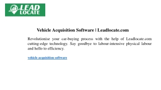 Vehicle Acquisition Software Leadlocate.com