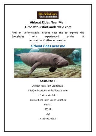 Airboat Rides Near Me  Airboattoursfortlauderdale.com