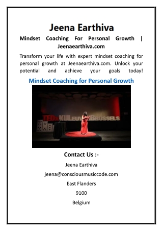 Mindset Coaching For Personal Growth  Jeenaearthiva.com