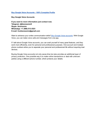 Buy Google Voice Accounts - 100% Complete Profile