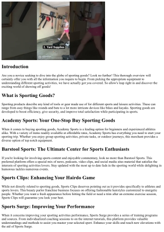 Sporting Goods 101: A Comprehensive Overview for Beginners