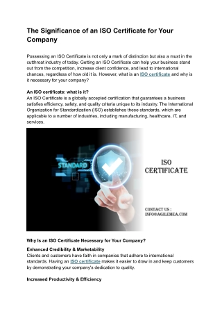 the significance of an iso certificate for your