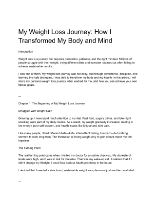 My Weight Loss Journey: From Struggles to success
