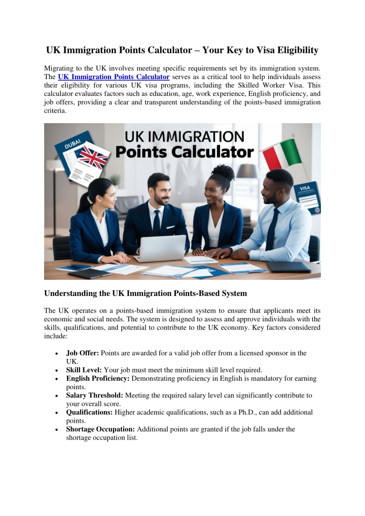 uk immigration points calculator your key to visa