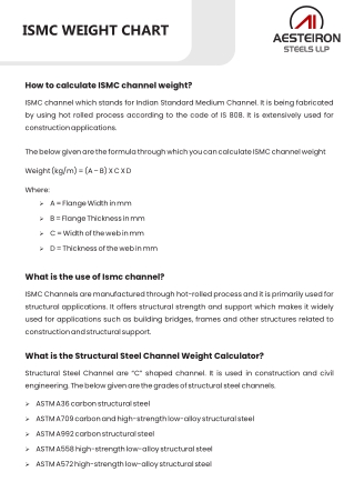 ISMC WEIGHT CHART