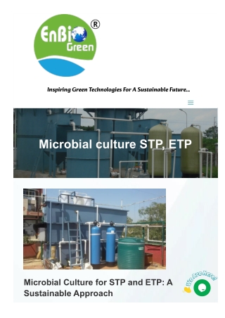 Sustainable Wastewater Treatment: Microbial Culture for STP & ETP