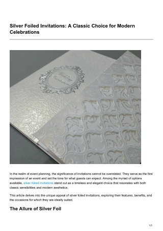 Silver Foiled Invitations A Classic Choice for Modern Celebrations