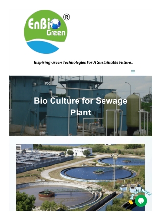 Sustainable Sewage Treatment: The Power of Bio Culture