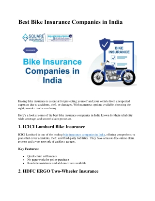 Best Bike Insurance Companies in India