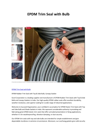 epdm trim seal with bulb
