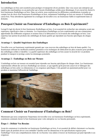 Comment Choisir le Bon Fournisseur d’Emballages en Bois?