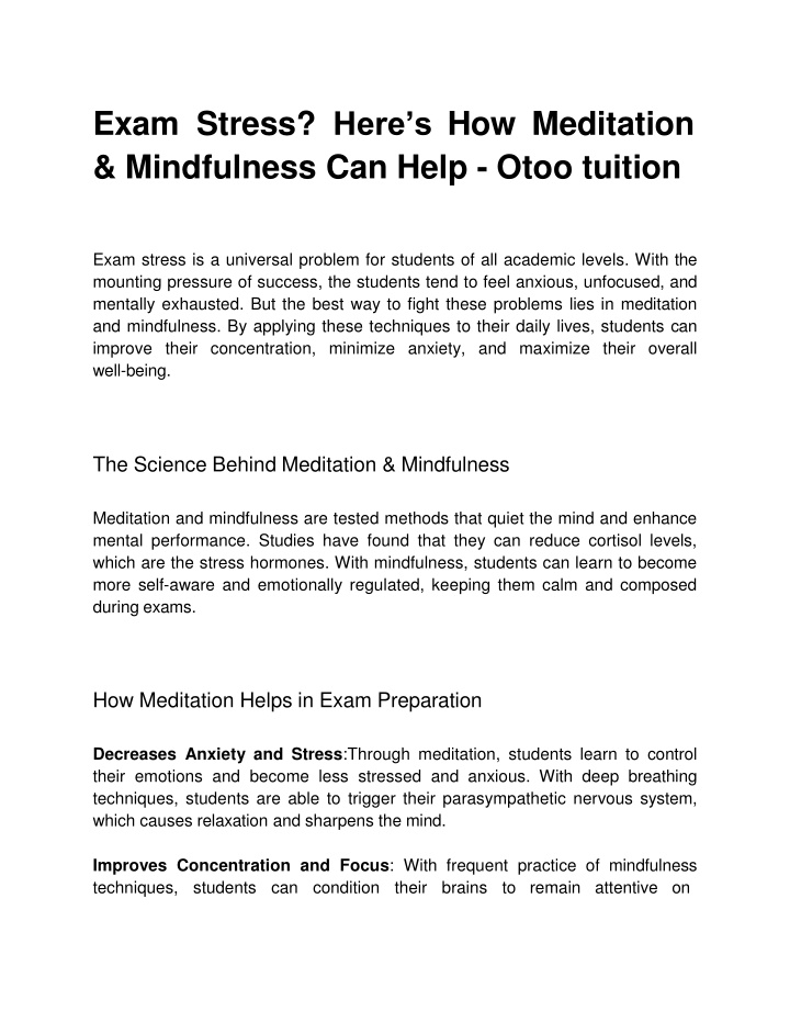 exam stress here s how meditation mindfulness can help otoo tuition