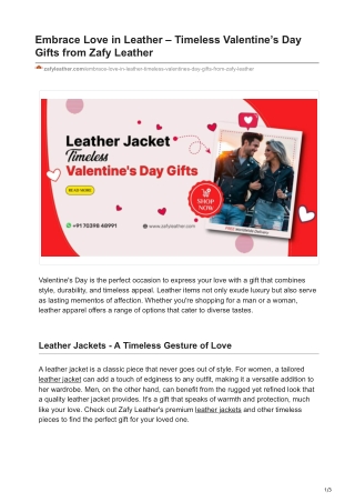 Embrace Love in Leather – Timeless Valentine’s Day Gifts from Zafy Leather