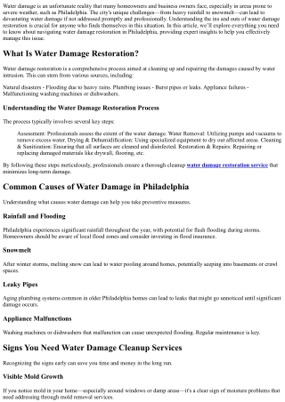 Navigating Water Damage Restoration in Philadelphia: Tips from the Experts