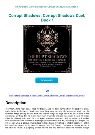 READ Books Corrupt Shadows Corrupt Shadows Duet  Book 1