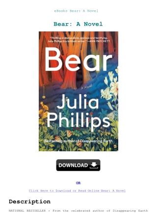 eBooks Bear A Novel
