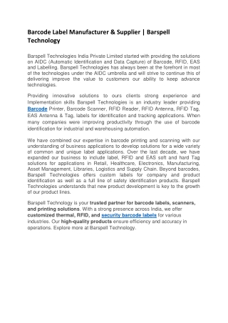 1. Barcode Label Manufacturer