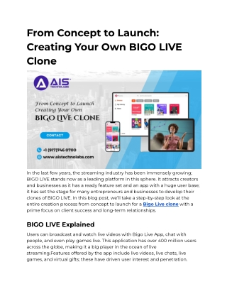 from concept to launch creating your own bigo