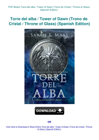 PDF Books Torre del alba  Tower of Dawn (Trono de Cristal  Throne of Glass) (Spanish Edition)