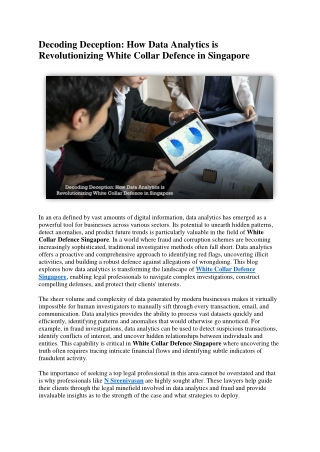 Decoding Deception How Data Analytics is Revolutionizing White Collar Defence in Singapore