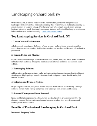 Landscaping orchard park ny 14