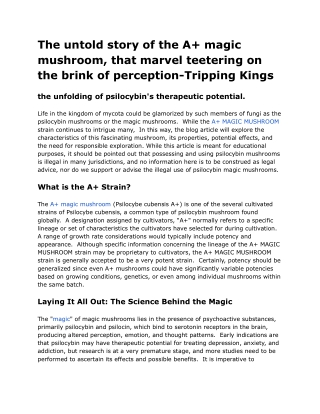 the untold story of the a magic mushroom that