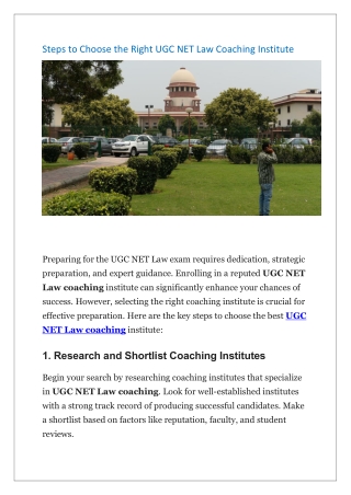 steps to choose the right ugc net law coaching