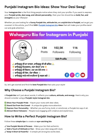 punjabi instagram bio ideas show your desi swag