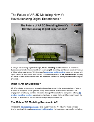 The Future of AR 3D Modeling How It's Revolutionizing Digital Experiences
