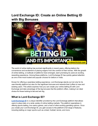 Lord Exchange ID_ Create an Online Betting ID with Big Bonuses