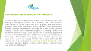 Can Ayurveda Treat Arthritis Joint Deformity