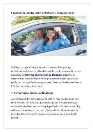 5 qualities to look for in driving instructors