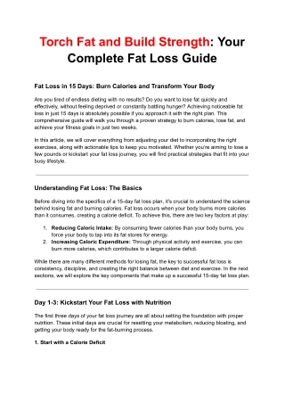 Torch Fat and Build Strength: Your Complete Fat Loss Guide