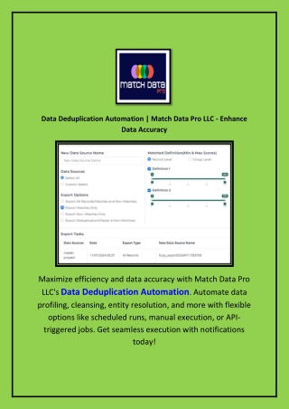 data deduplication automation match data