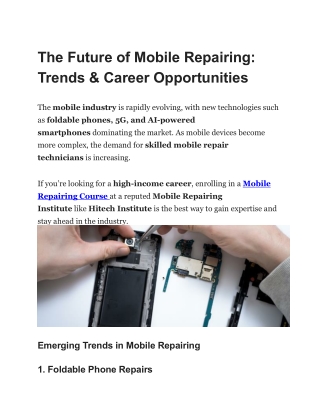 the future of mobile repairing trends career
