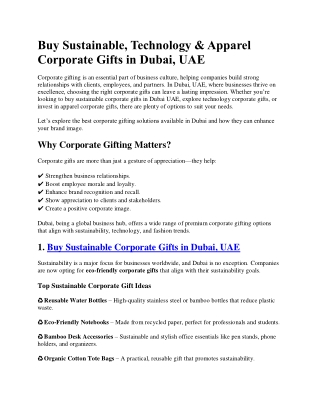 Sustainable, Technology, Apparel Corporate Gifts in Dubai