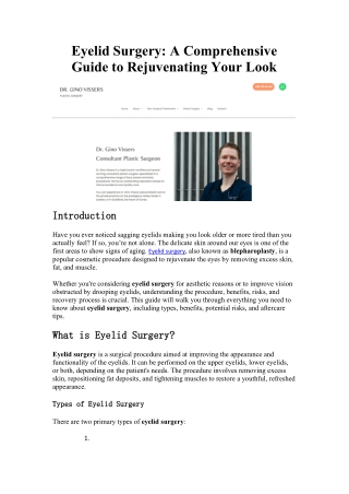 eyelid surgery a comprehensive guide