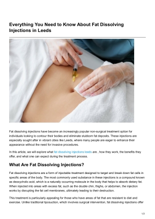 Everything You Need to Know About Fat Dissolving Injections in Leeds