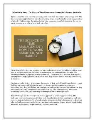 Salma Karina Hayat - The Science of Time Management - How to Work Smarter, Not Harder