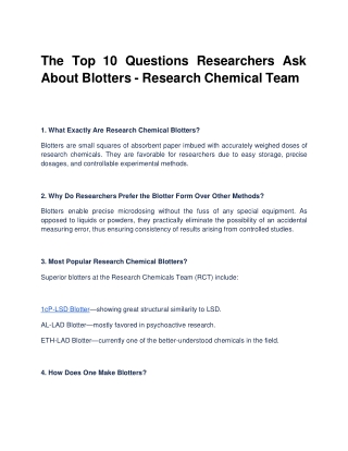 the top 10 questions researchers ask about blotters research chemical team