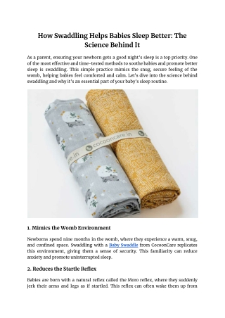how swaddling helps babies sleep better