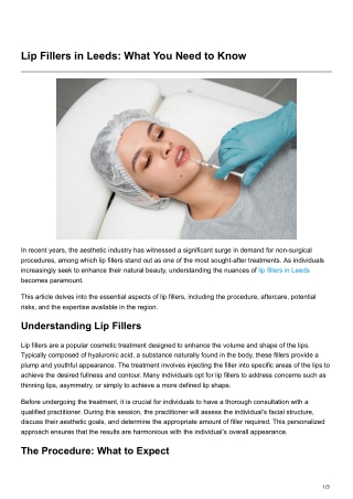 Lip Fillers in Leeds What You Need to Know