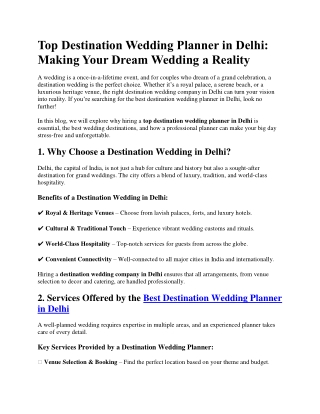 Wedding Planner in Delhi Make Your Dream Wedding a Reality